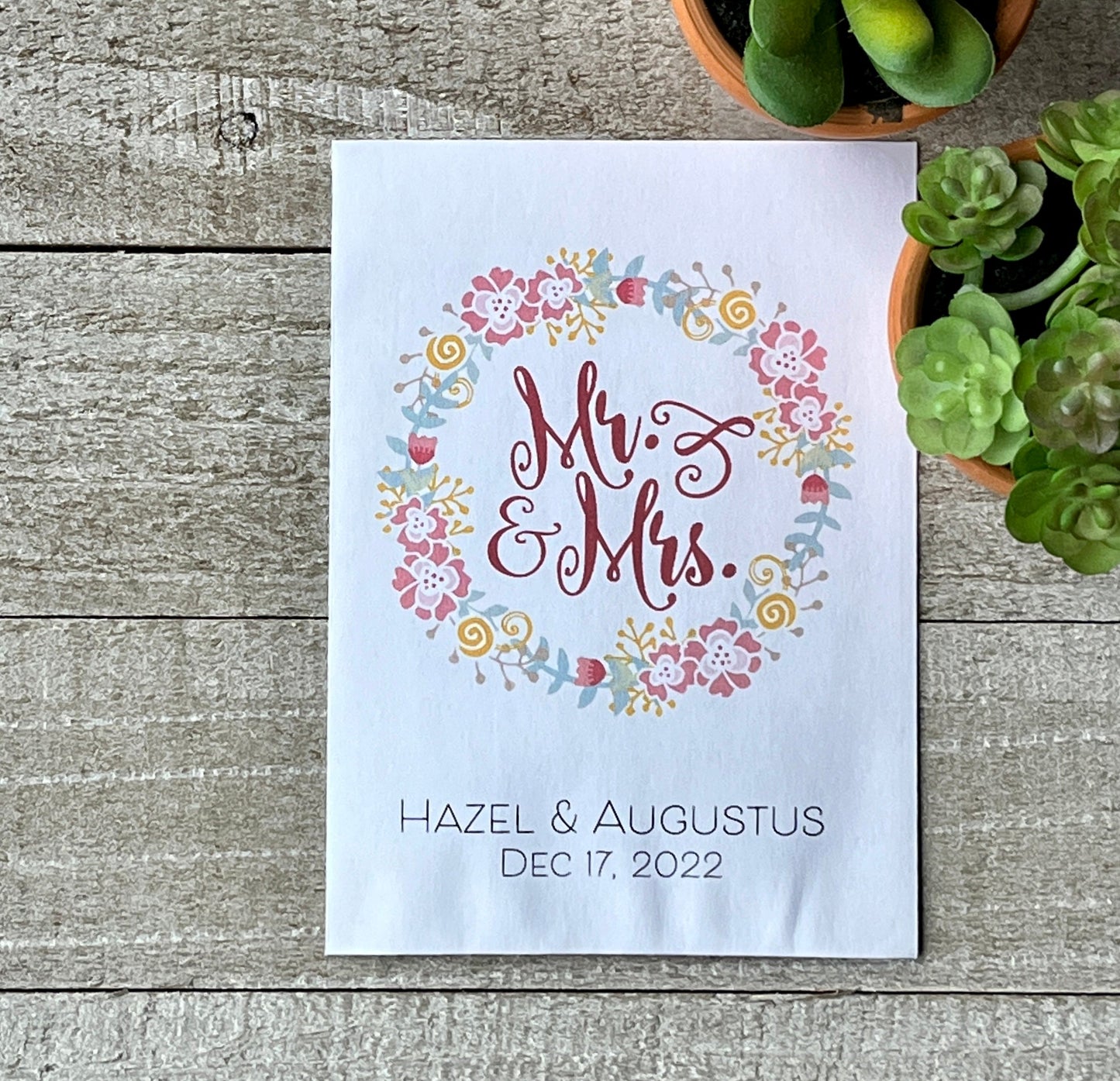 Pastel Mr. & Mrs. Wedding Seed Favor