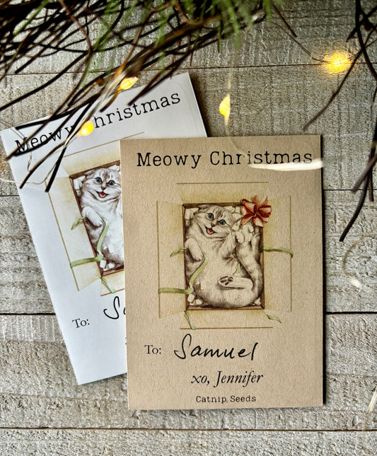 Surprise Kitty Custom Gift Tag or Promotional Seed Packet