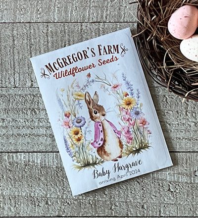 Pink Vintage Bunny Baby Shower or Birth Announcement